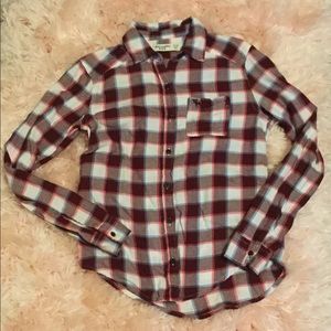 🍁 Abercrombie Kids Burgundy Plaid long-sleeve